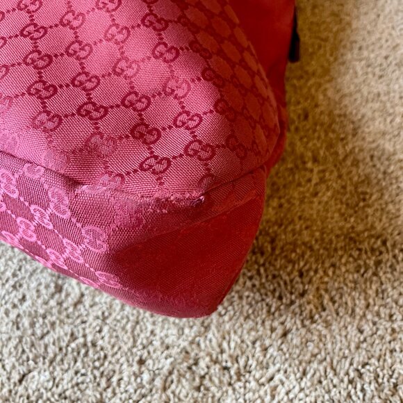 Pink Gucci Monogram Canvas GG Logo Hobo Tote with Leather Horsebit Handle - Picture 8 of 10